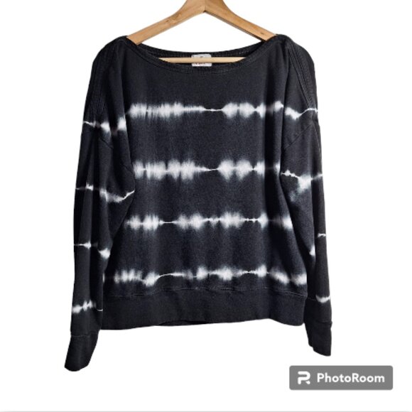 Sundry by Anthropologie Black n White Tie Dye Off Shoulder Top Shirt Size Small - Picture 3 of 9